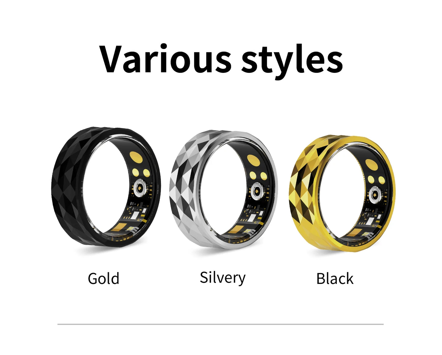 Smart Ring R12M Health Sleep Heart Rate Monitoring IP68 5ATM Waterproof Step Distance Calorie Counting Multi Sport Modes For Man