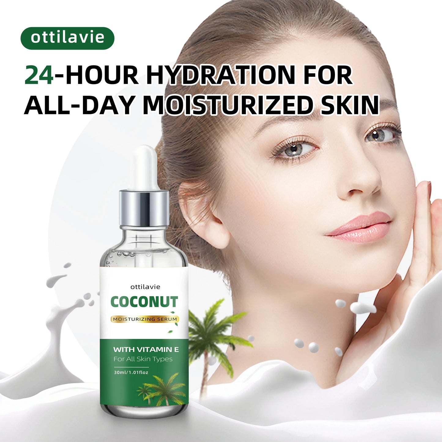 Coconut Essence with Vitamin E & Hyaluronic Acid – 24-Hour Hydration for All Skin Types, Day & Night Nourishment