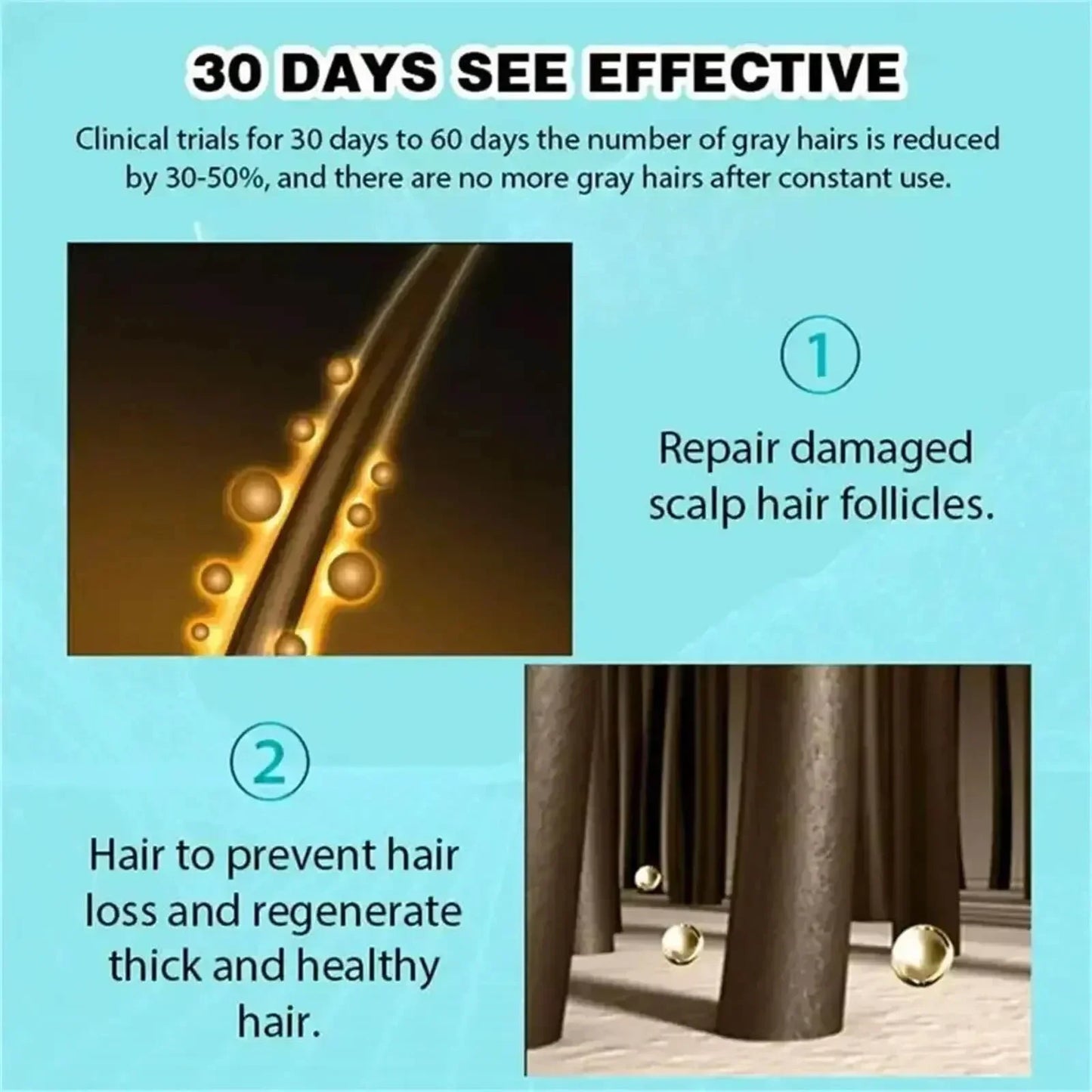 White hair killer, remove gray hair and restore natural hair color in 7 days