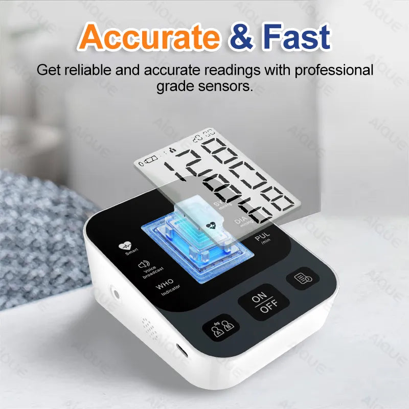 AiQUE Digital Arm Blood Pressure Meter 32cm Cuff Medical Pressure Tonometer Tensiometer Baumanometer Pulse Sphygmomanometer