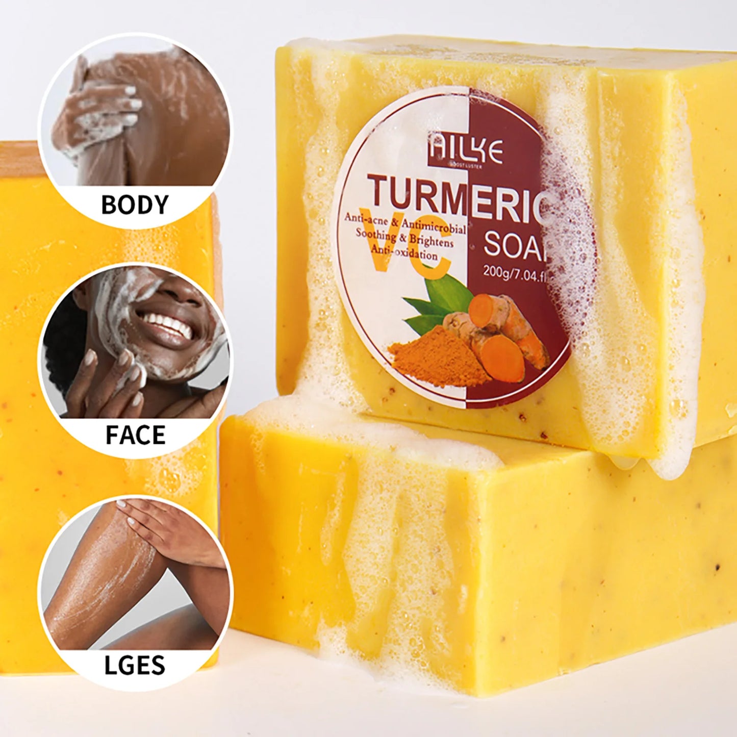 AILKE Natural Turmeric Skin Care Range, Lightening, Cleaning Skin, Moisturizes, Remove Acne and Pimples, Refining Pores