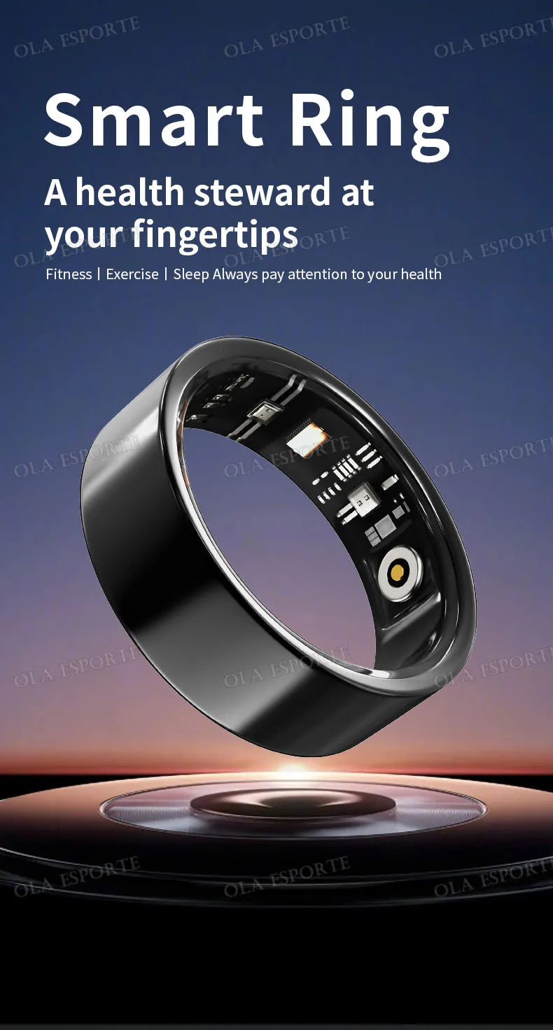 New Smart Ring Health Reminders 5ATM Waterproof Blood Oxygen Heart Rate Sleep Monitoring Sports Fashion Ring For Men Women Gift
