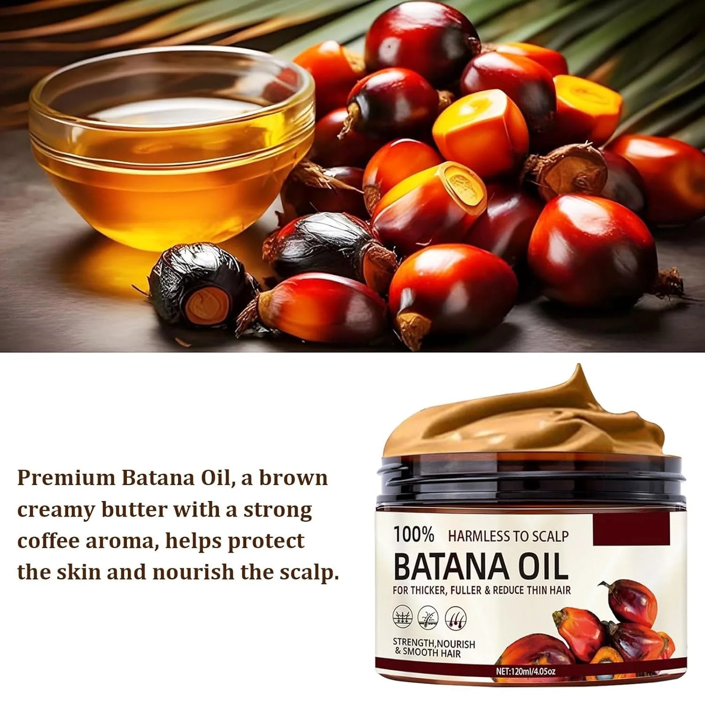 Batana Oil Hair Care Product Clean Supple Hair Care Lotion Soften Hair Reduce Rough Hair Split Increase Hair Elasticity HairCare