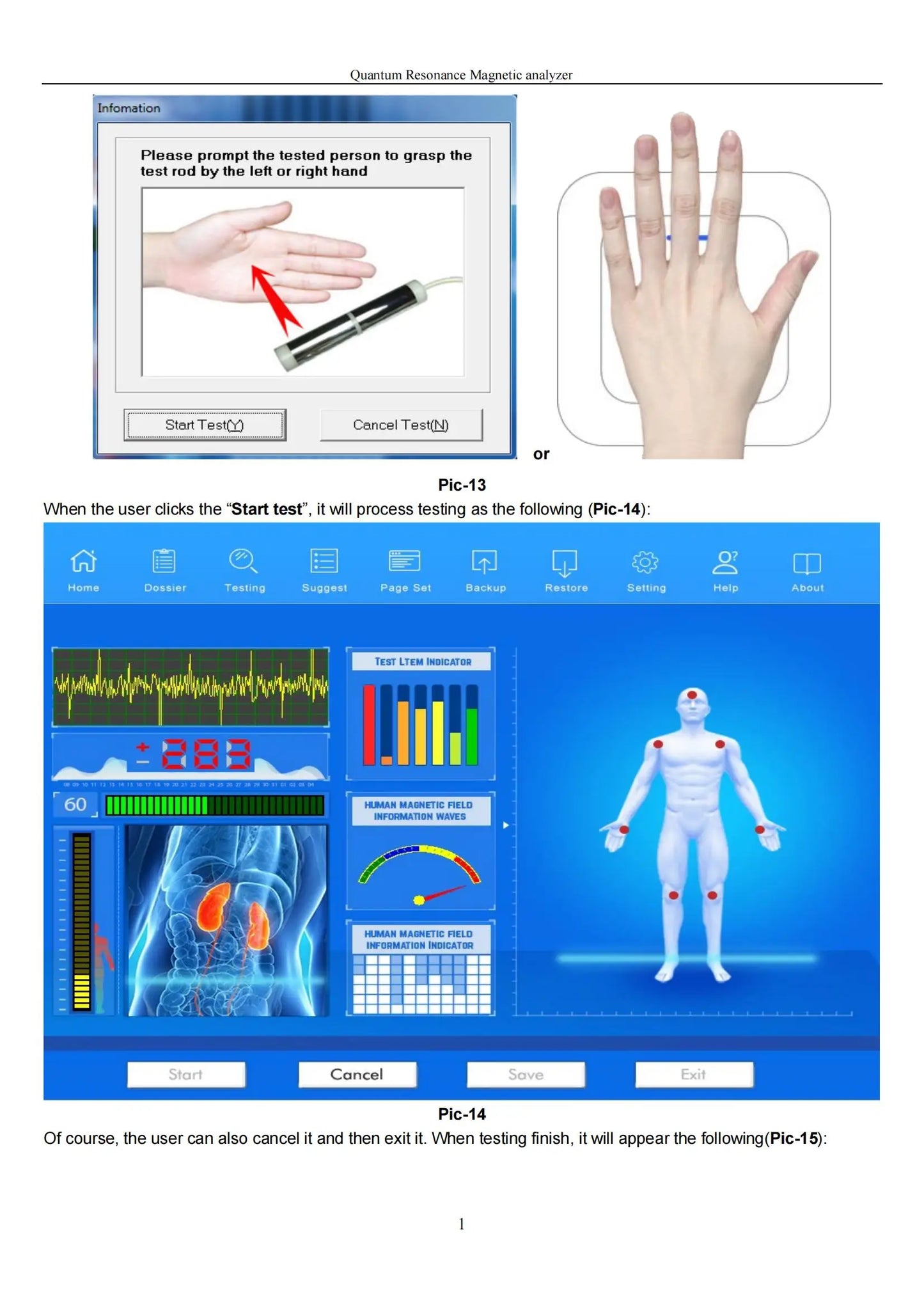 Multiple Test Quantum Weak Magnetic Resonance Body Analyzers Sub-Health Diagnostic Machine by Detection stick and wrist clip