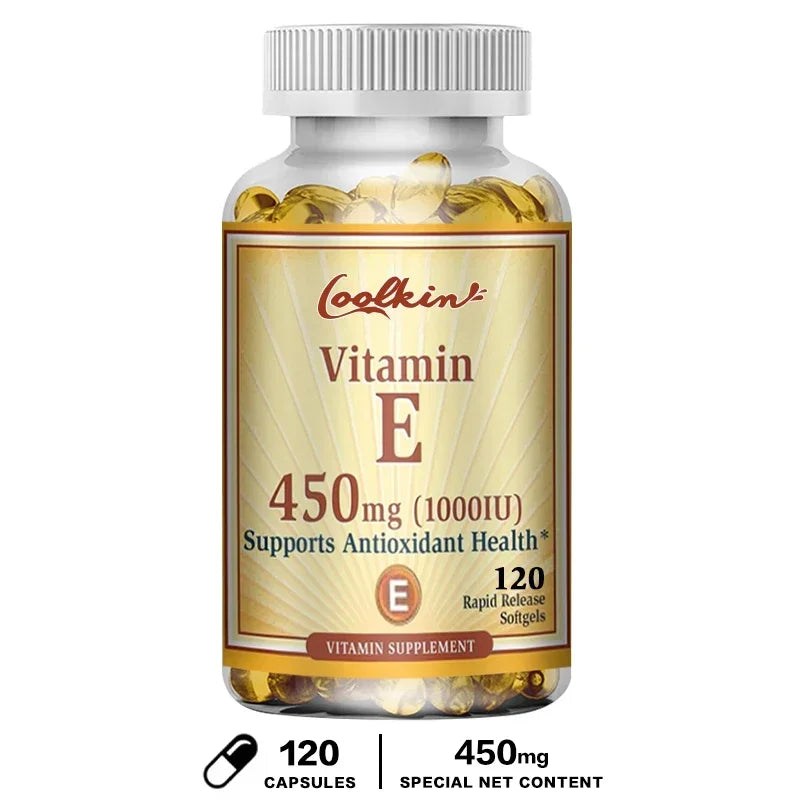 Natural Vitamin E Capsules - Brightens Skin, Tightens Skin, Reduce Wrinkles, Anti-aging, Antioxidant, Supports Immune