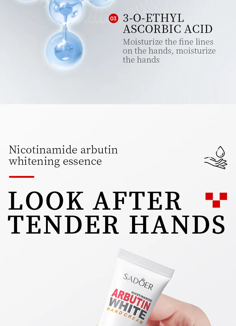 1/2pcs SADOER Niacinamide Arbutin Hand Cream Moisturizing Non Greasy Nourishing Anti Dry Crack Hydrating Hands Skin Care
