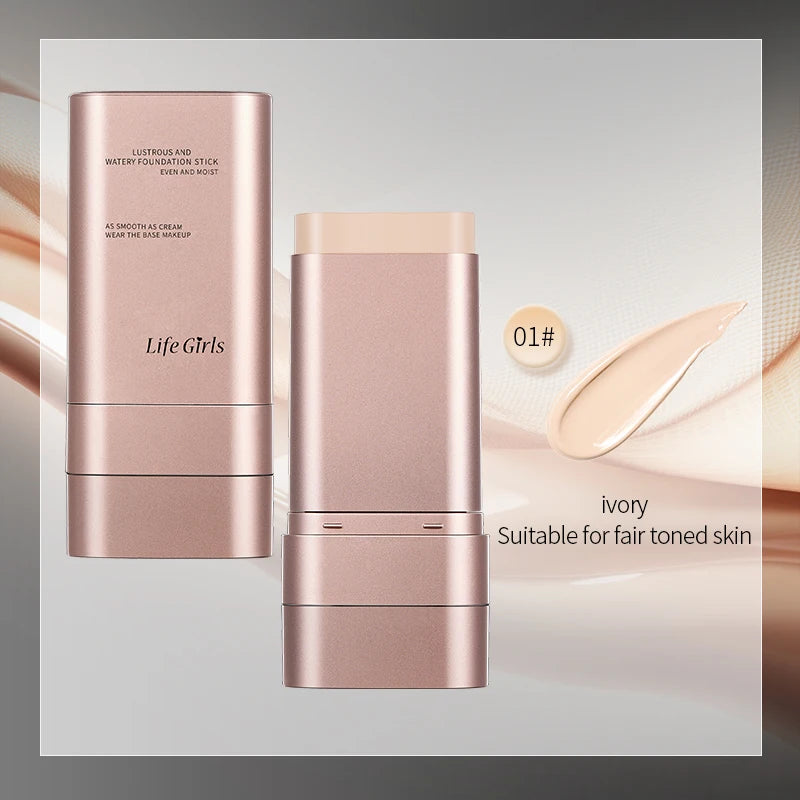 Natural, translucent, and moisturizing dual-ended foundation stick that brightens skin tone and provides moisturizing coverage.