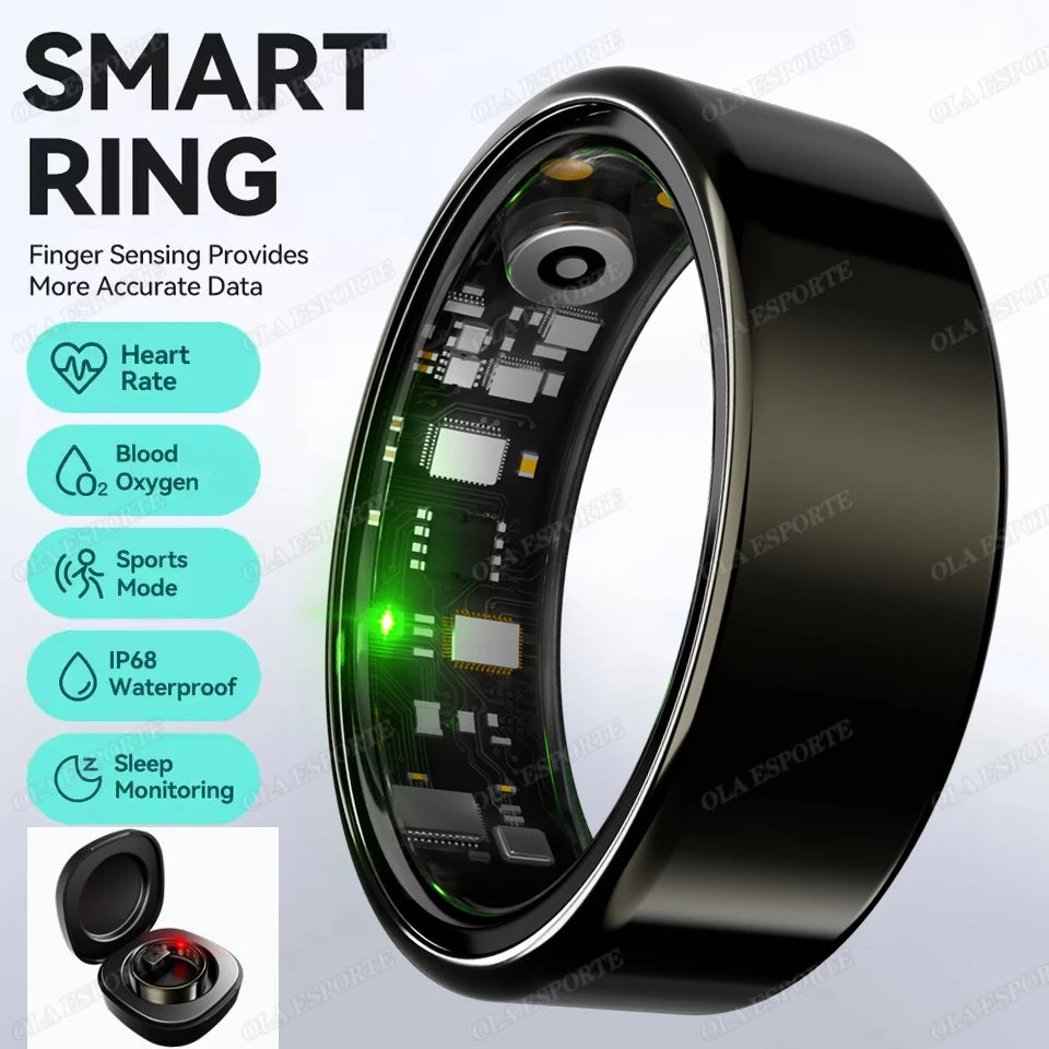 New Smart Ring Health Reminders 5ATM Waterproof Blood Oxygen Heart Rate Sleep Monitoring Sports Fashion Ring For Men Women Gift