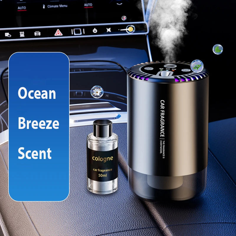 Intelligent Car Aromatherapy Machine with Tri - color Starry - sky Light Spray Aromatherapy Interior Atmosphere Light and Car Pe