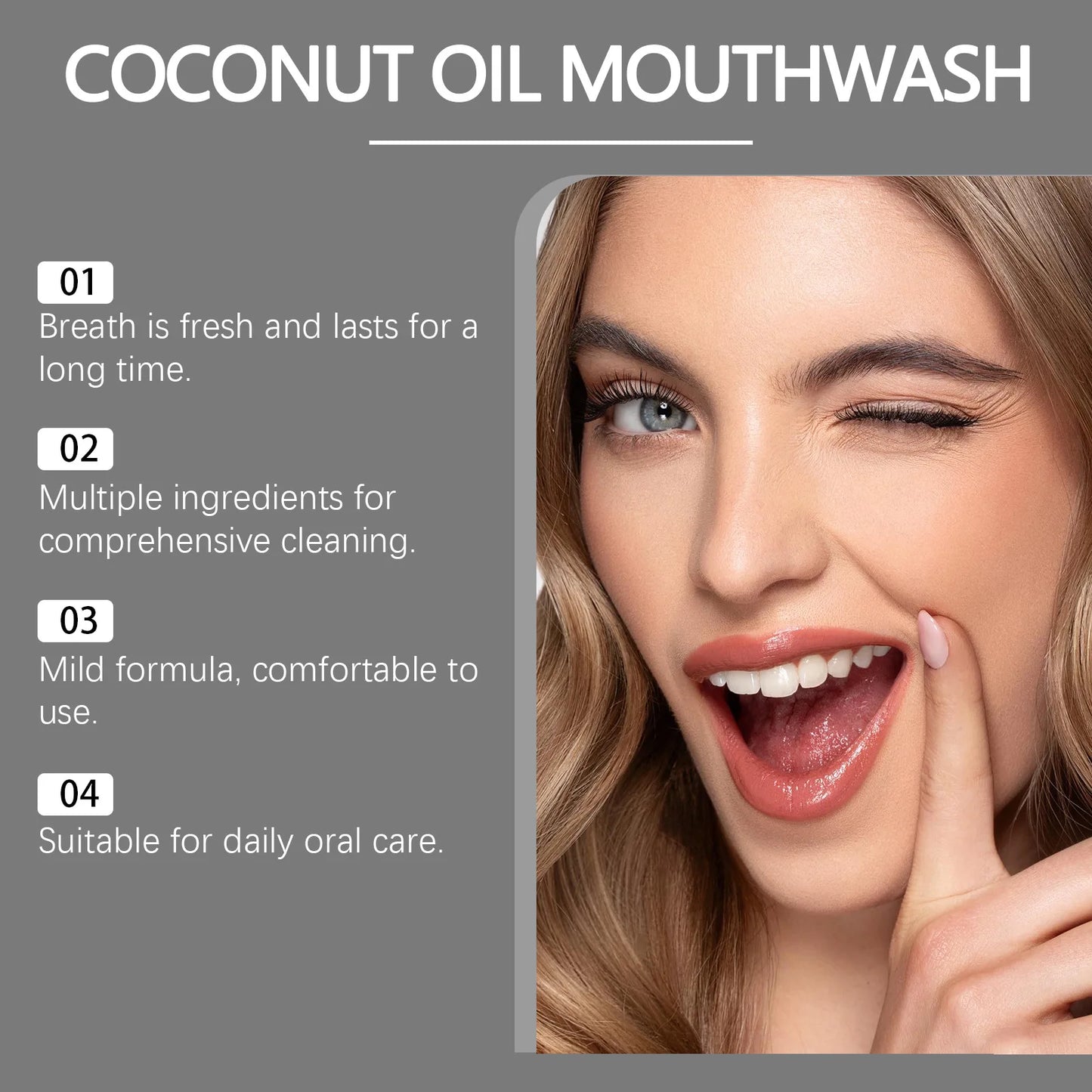 Oralhoe Coconut Oil Mouthwash Teeth Whitening Cleansing Refreshing Gums Fresher Oral Bad Breath Home Business Mouth Health Care