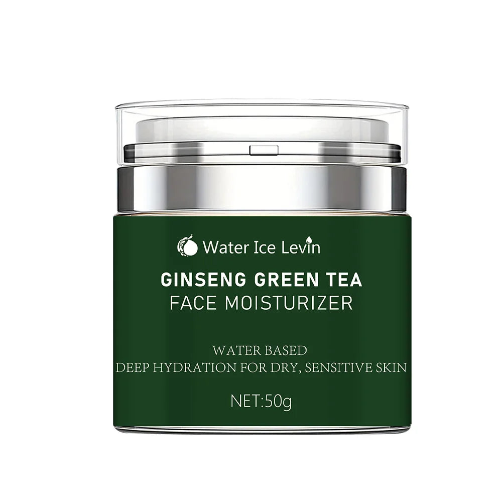 Ginseng Green Tea Facial Cream Moisturizing Containing Ginseng Extract Aloe Vera Leaf Juice for Dry Skin Care Suitable for All Skin Types