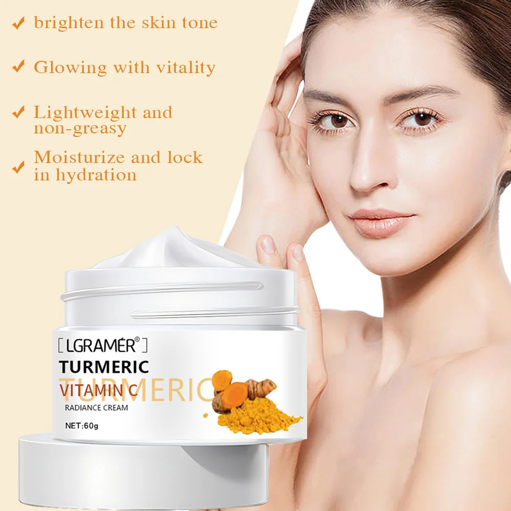 Turmeric Face Cream for Face Body Natural Turmeric Skin Brightening Lotion Vitamin E Cream with Hyaluronic Acid and Collagen