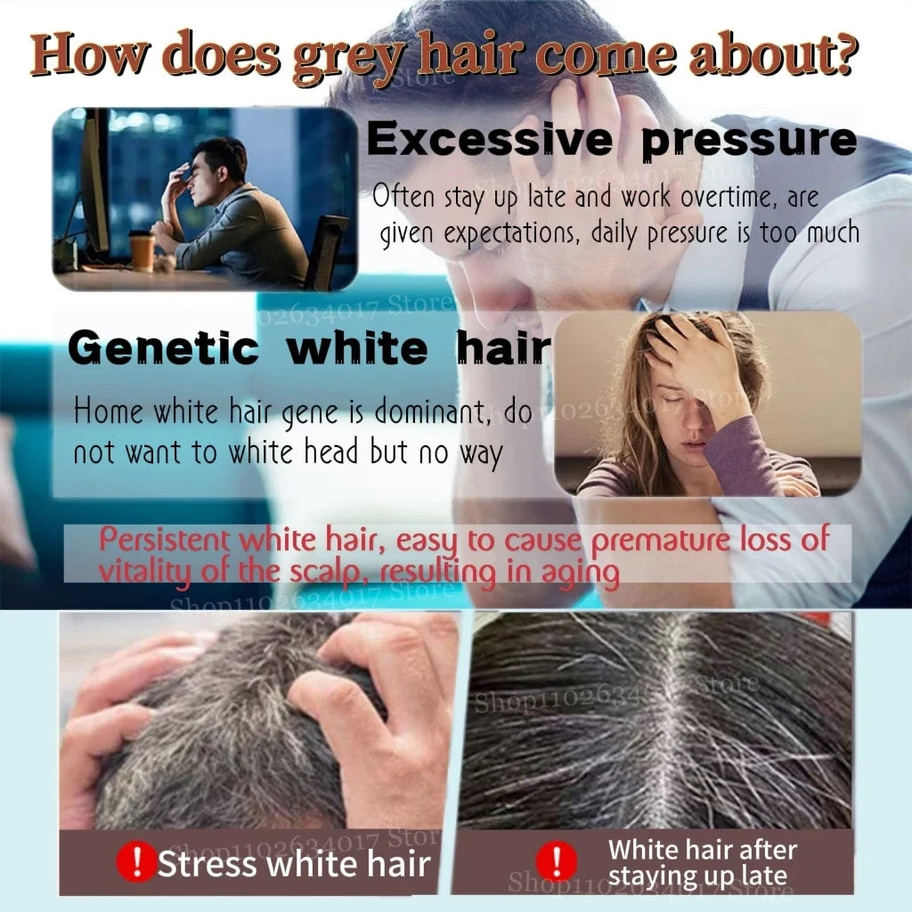 Gray-to-Black Hair Oil Restores Hair's Natural Black Pigment Nourishes Hair Follicles Reduce Breakage Soothes Scalp Adds Shine