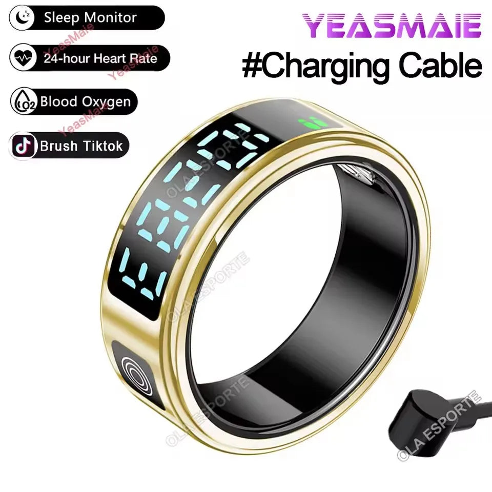 LED Display Screen Smart Ring Waterproof Health Monitoring Heart Rate&Blood Oxygen&Sleep Monitoring Remote Care Men Women Gifts