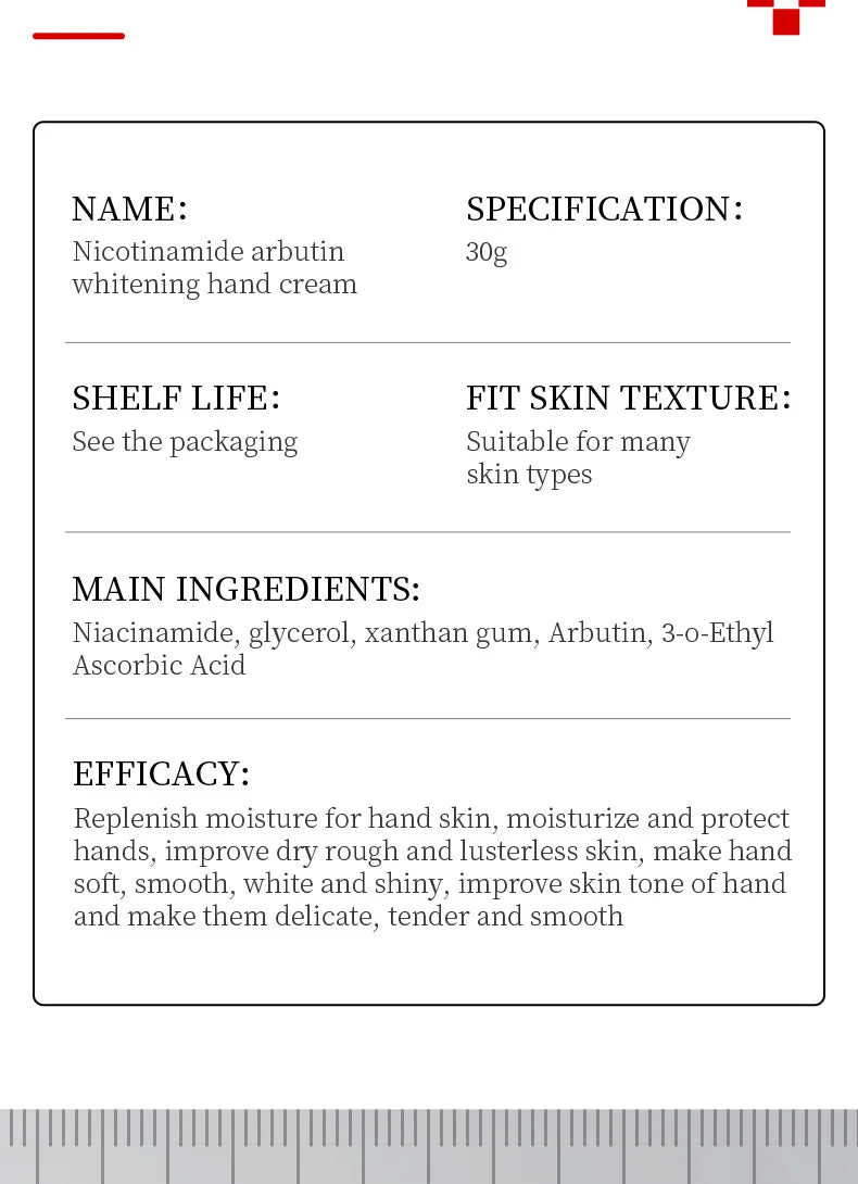 1/2pcs SADOER Niacinamide Arbutin Hand Cream Moisturizing Non Greasy Nourishing Anti Dry Crack Hydrating Hands Skin Care