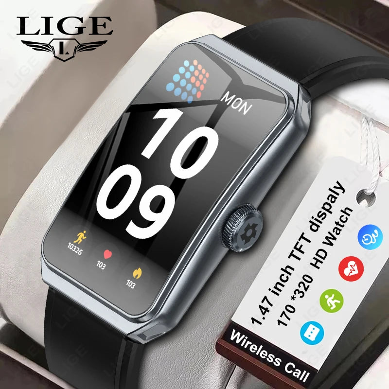 LIGE Smart Watch Health Heart Rate Monitoring Message Smart Reminder Mulit Sport Mode IP68 Waterproof Smartwatch For Android IOS