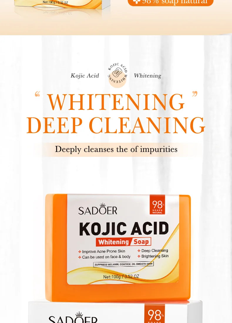 Handmade Whitening Soap Skin Care Deep Cleaning Moisturizing Cleansing Essential Temperate Soap Brighten Skin Kojic Acid Soap