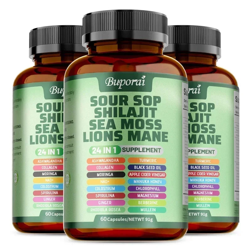 24-In-1 Soursop Supplement - Rich in Antioxidants, Promotes Skin, Joint and Bone Health, and Boosts Immune Function, Vegetarian