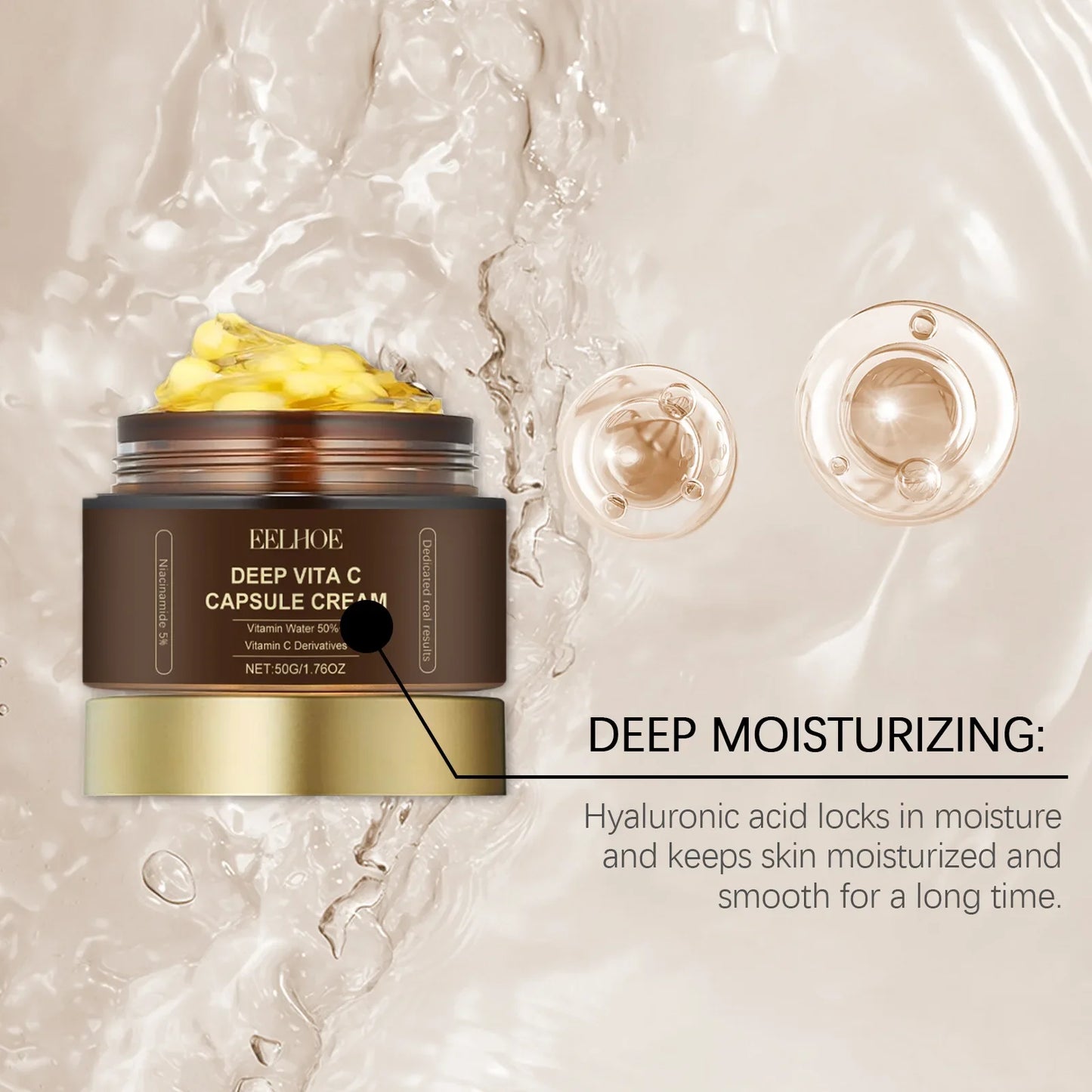 Vitamin C Capsule Facial Cream Even Skin Tone Pigmentation Removal Hydrated Skin Moisturizing Brightening Firming Face Cream