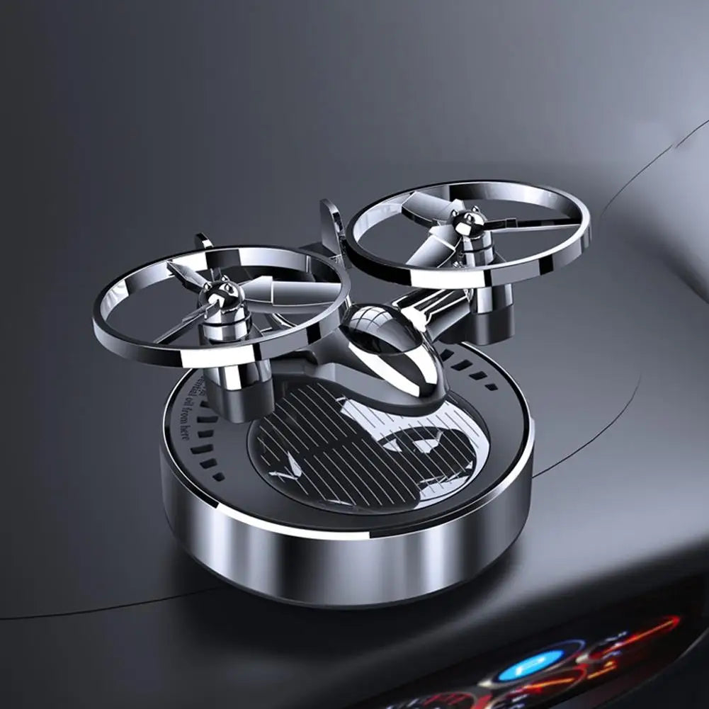 Solar Powered Rotation Helicopter Solar Aromatherapy Car Air Freshener Alloy Fragrance Auto Aroma Diffuser 