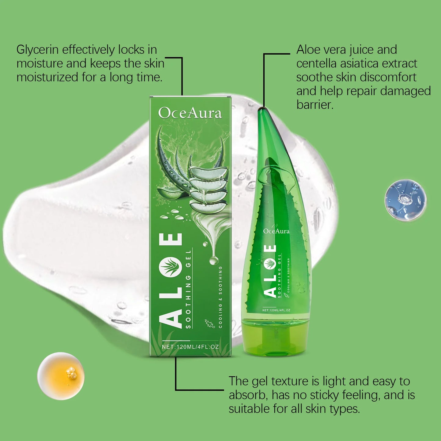 120ml Natural Organic Aloe Vera Gel Skin Lightening Moisturizing Tone Acne-removing Aloe Vera Gel After-sun Moisturizing Cream