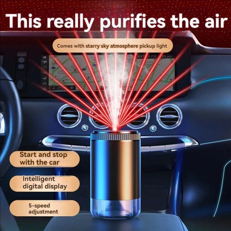 Intelligent Car Aromatherapy Machine with Tri - color Starry - sky Light Spray Aromatherapy Interior Atmosphere Light and Car Pe