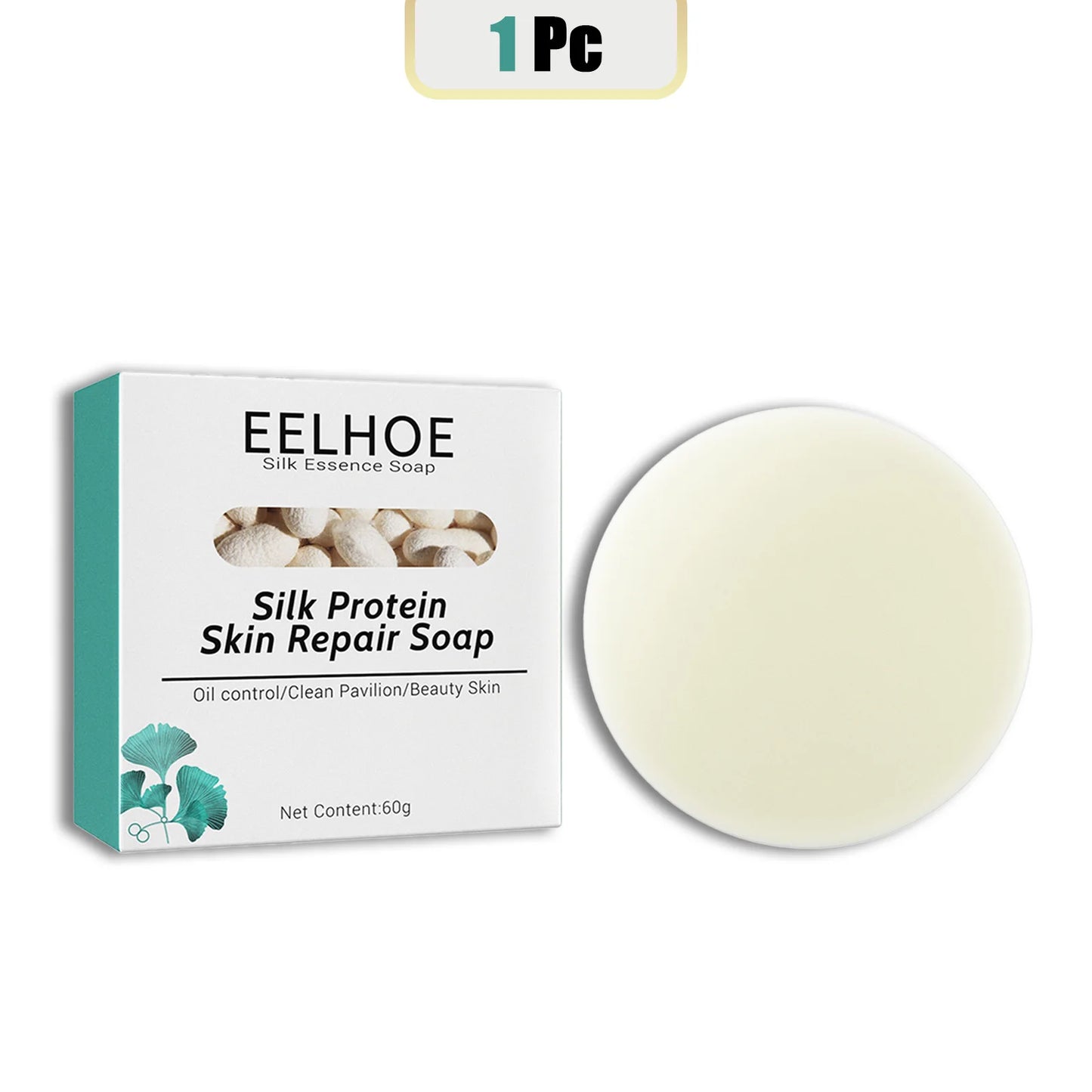 EELHOE 60g Silk Protein Mask Soap Nourishing Facial Skin Remove Mites Exfoliation Dense Foam Cleansing Natural Extract Milk Soap