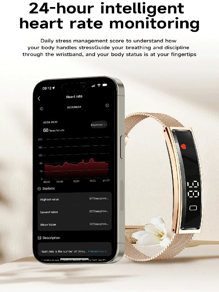 Smart Bracelet Health Sleep Pressure Monitoring Light Touch Women Men Sports Fitness Waterproof Heart Rate Tracker Wristwatch