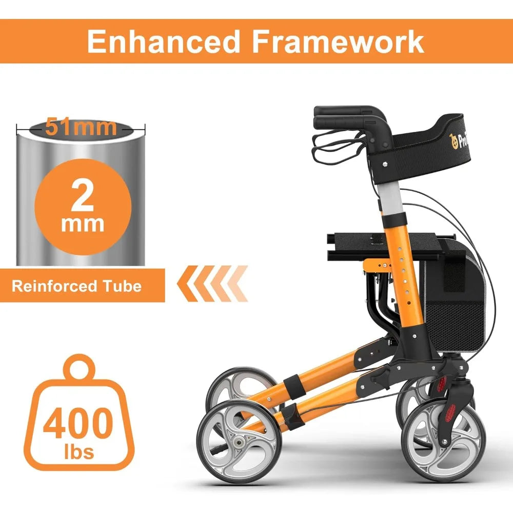 Best - Walkers for Seniors,rollator Walker with seat,Lightweight Foldable All Terrain Rolling Walker,Adjustable