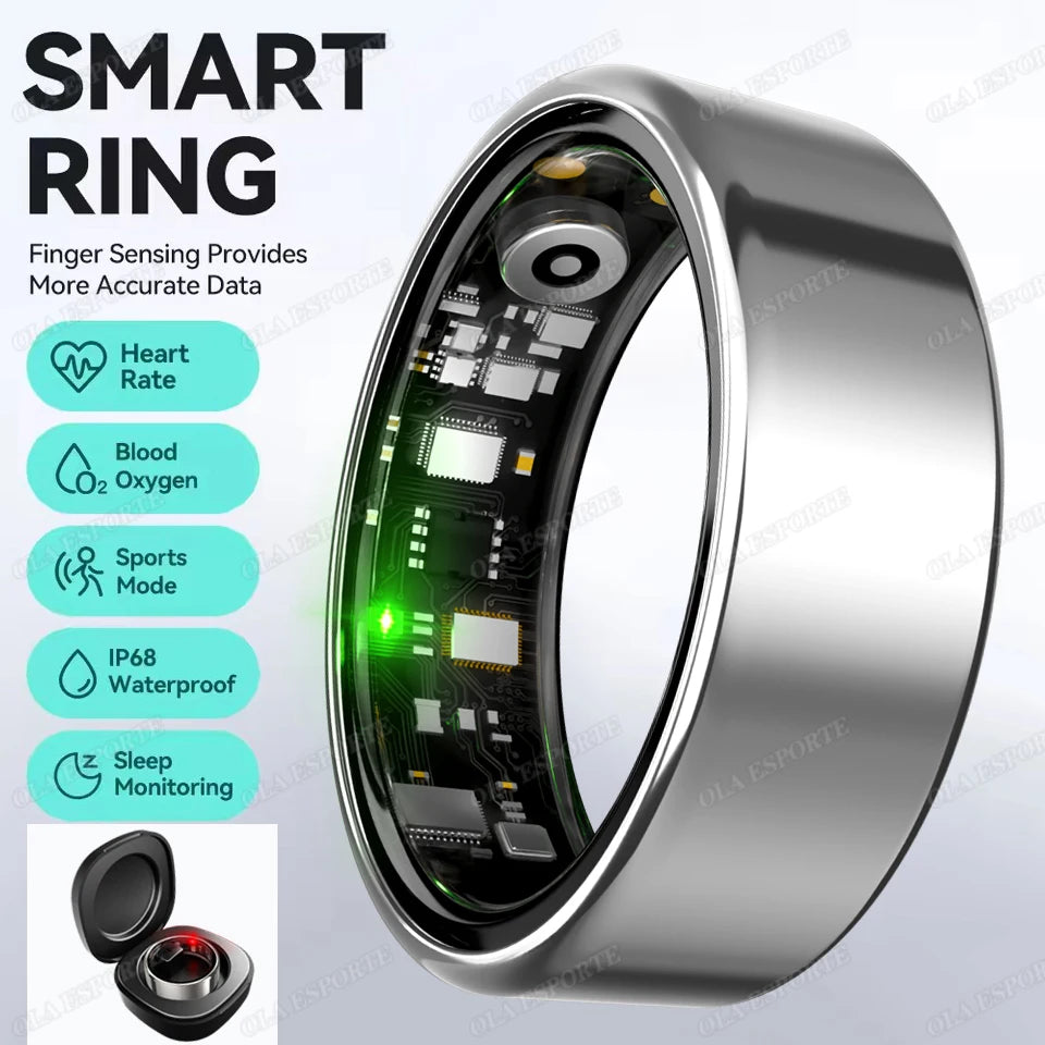 New Smart Ring Health Reminders 5ATM Waterproof Blood Oxygen Heart Rate Sleep Monitoring Sports Fashion Ring For Men Women Gift