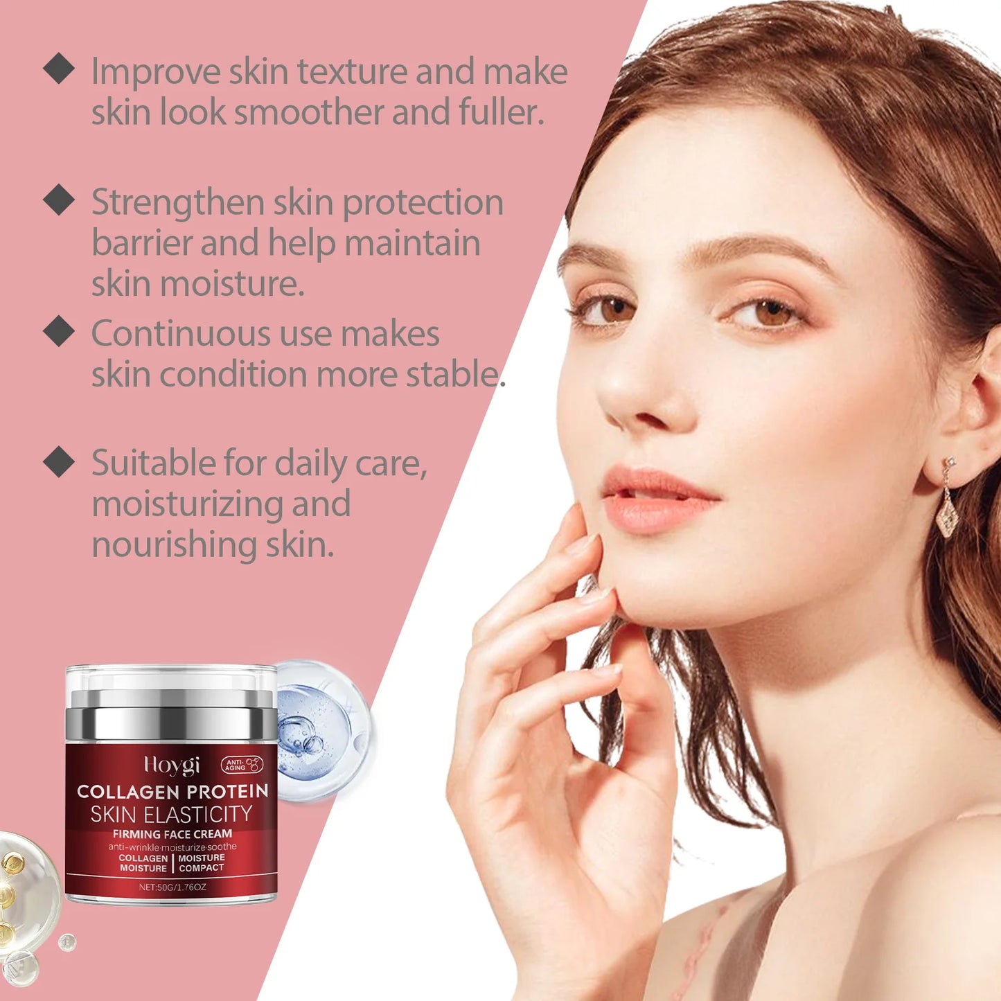 Niacinamide Collagen Face Cream for Dry Sensitive Skin Nourishing Daily Moisturizer for Women and Men Soft Smooth Hydration 50g