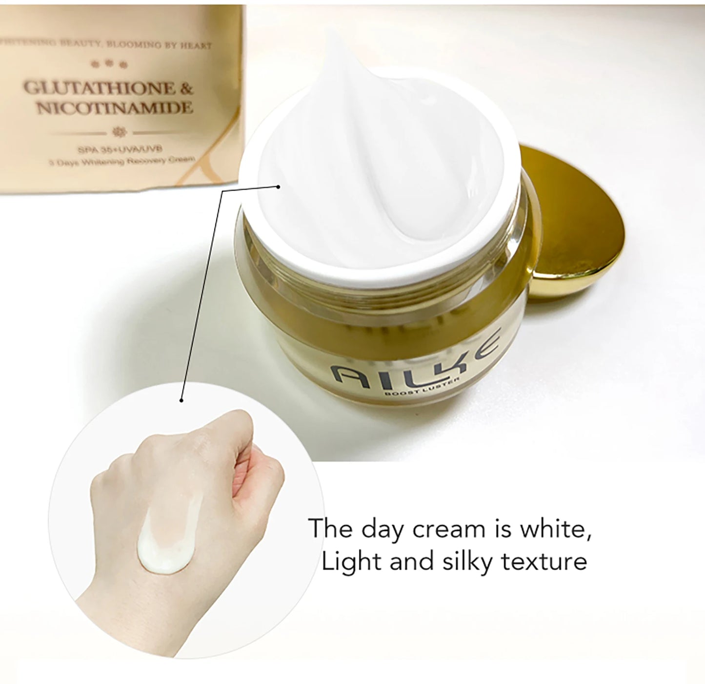 AILKE Whitening Moisturizing Facial Cream, Naturally Brighten Skin Tone, Remove Dark Spots, Clean Skin With Nicotinamide Spf35+