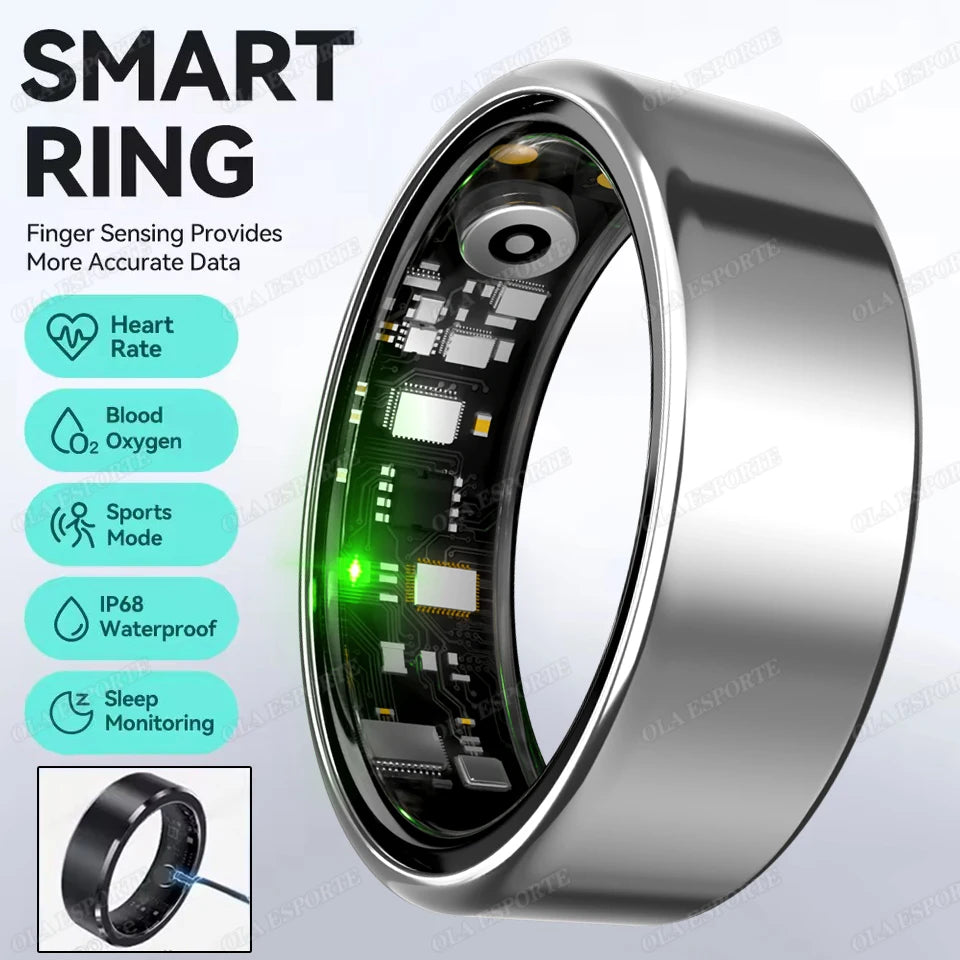 New Smart Ring Health Reminders 5ATM Waterproof Blood Oxygen Heart Rate Sleep Monitoring Sports Fashion Ring For Men Women Gift