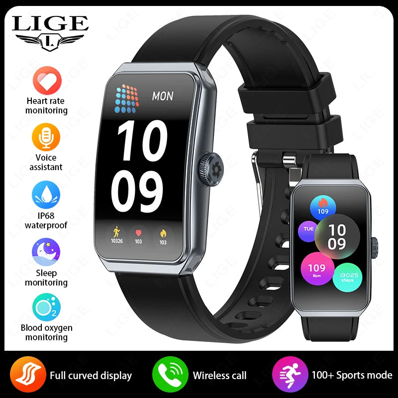 LIGE Smart Watch Health Heart Rate Monitoring Message Smart Reminder Mulit Sport Mode IP68 Waterproof Smartwatch For Android IOS
