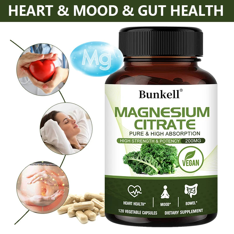 Magnesium Citrate - Supplement for Relaxation, Bone, Bowel, Sleep, Heart Health, Muscle & Metabolism