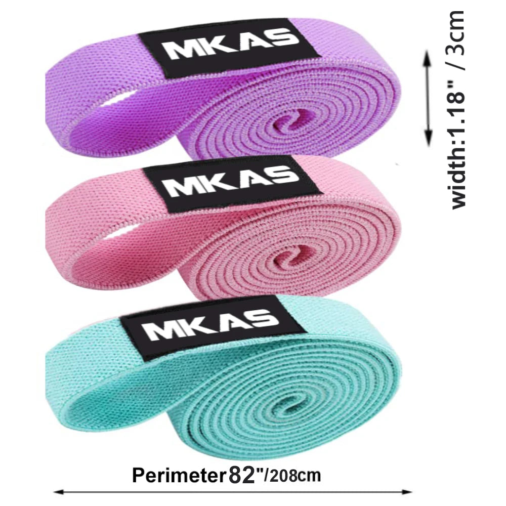 MKAS Long Resistance Loop Band Set Unisex Fitness Yoga Elastic Bands Hip Circle Thigh Squat Band Workout Gym Equipment for Home