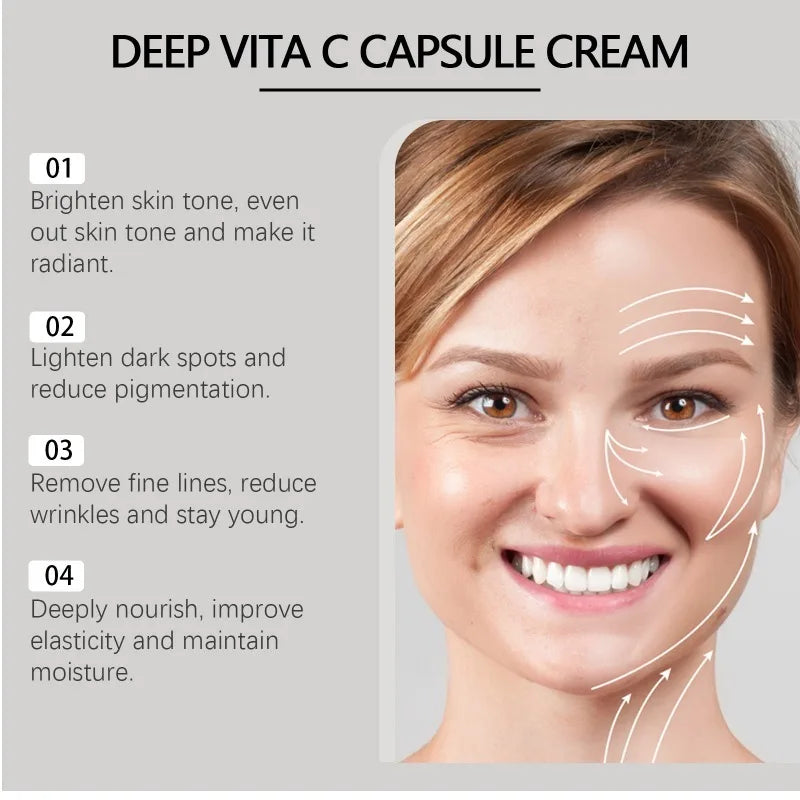 Deep Vita C Capsule Cream Face Moisturizer Gel With Collagen & Niacinamide Anti Wrinkles Firming Repairing Hydrating Skin Care