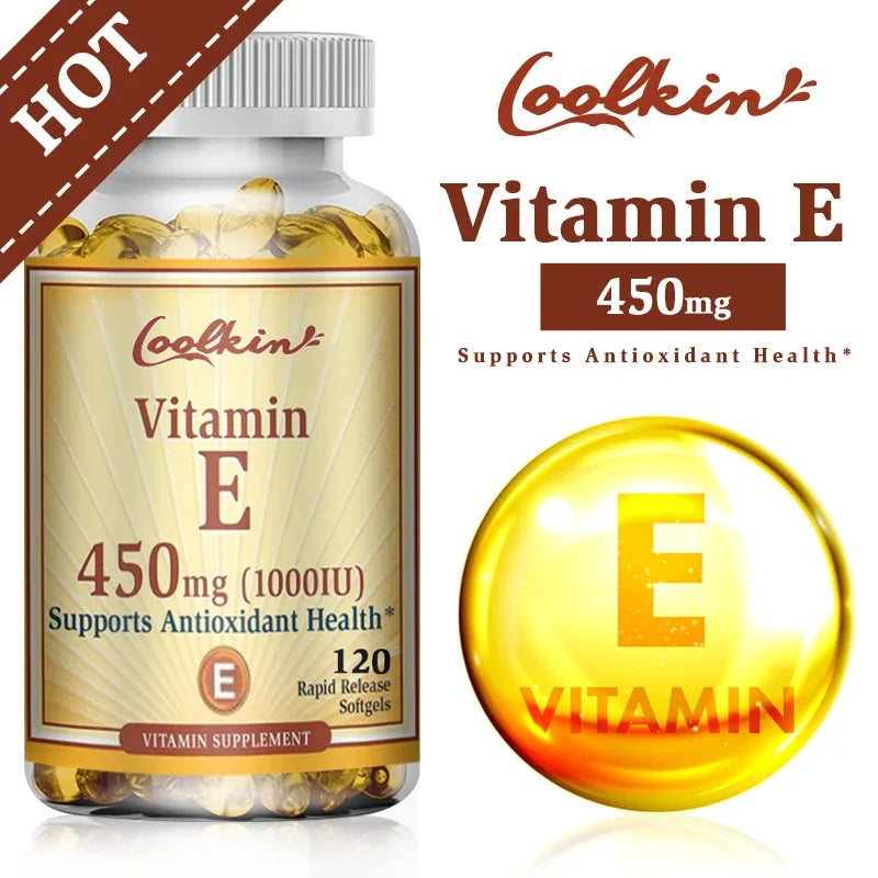 Natural Vitamin E Capsules - Brightens Skin, Tightens Skin, Reduce Wrinkles, Anti-aging, Antioxidant, Supports Immune