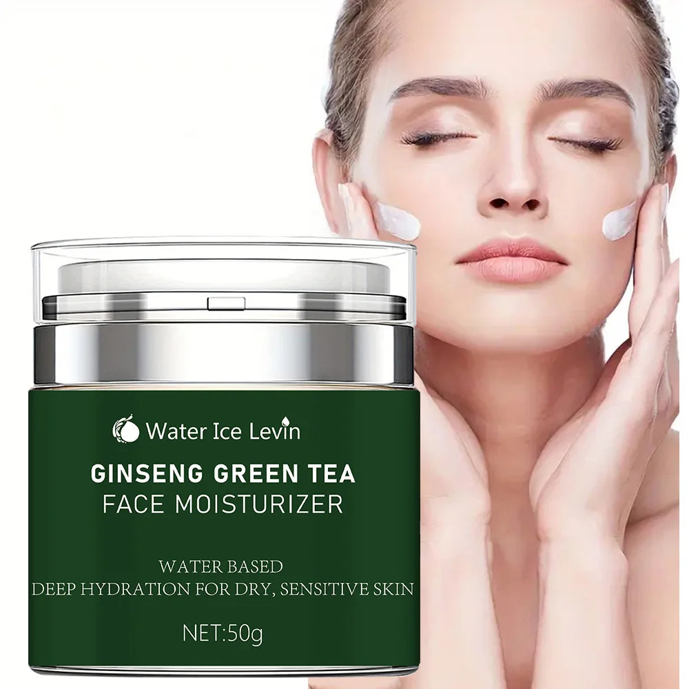 Ginseng Green Tea Facial Cream Moisturizing Containing Ginseng Extract Aloe Vera Leaf Juice for Dry Skin Care Suitable for All Skin Types