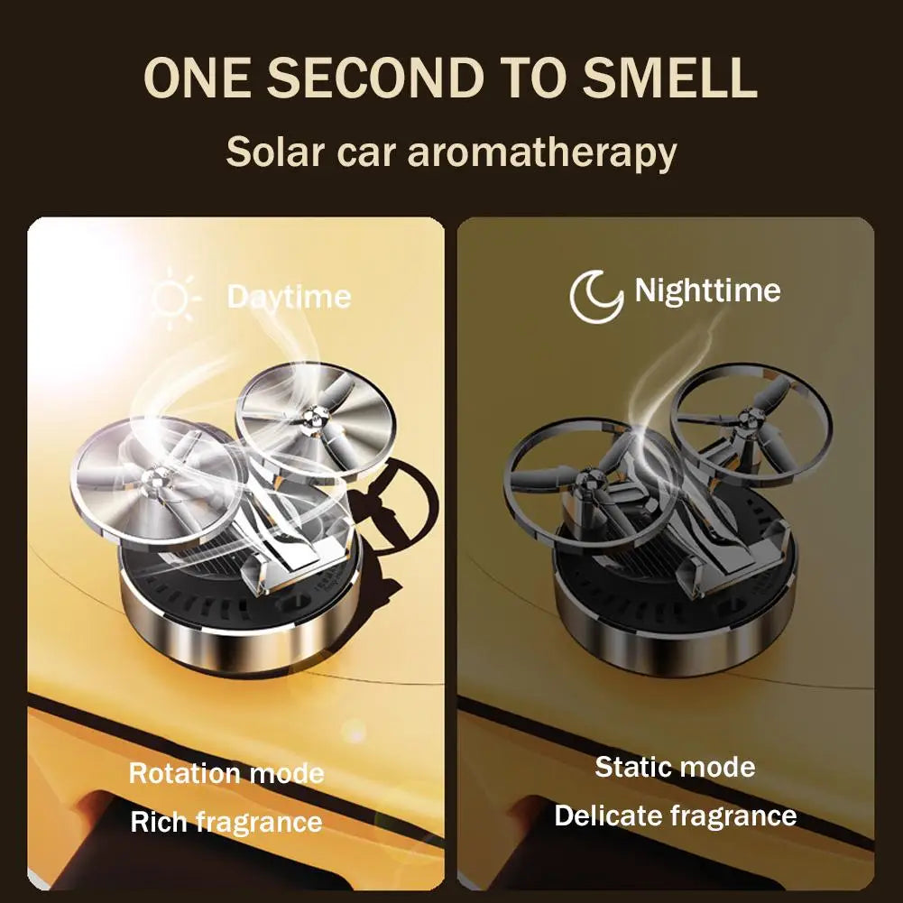 Solar Powered Rotation Helicopter Solar Aromatherapy Car Air Freshener Alloy Fragrance Auto Aroma Diffuser 
