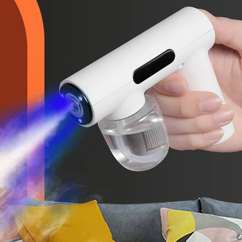 Portable Handheld Electric Humidification Spray Gun Household Travel Supplies Atomised Blue Light Rechargeable Disinfection Gun