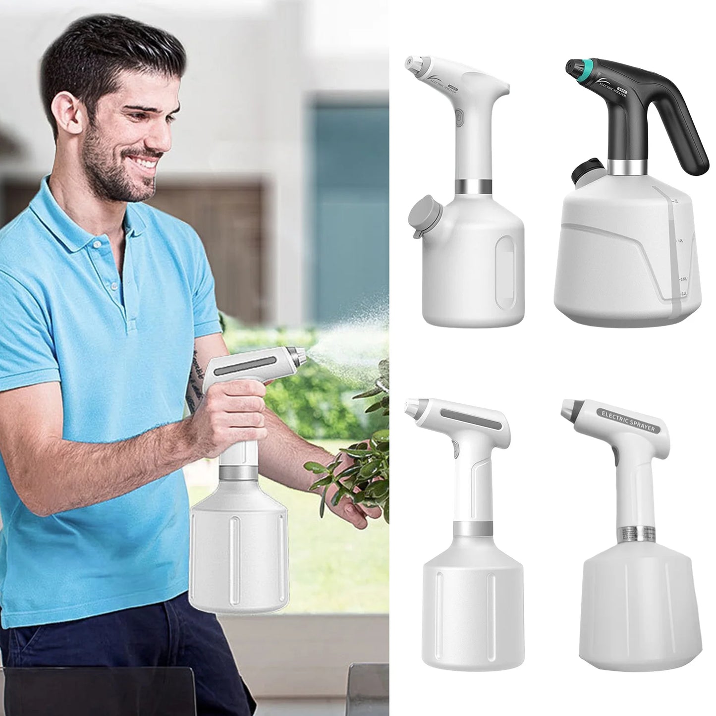 Electric Plant Spray Bottle 0.9/1/1.5/2L Automatic Sprinkling Sprayers 2000mAh USB Charging Adjustable Nozzle Garden Tool