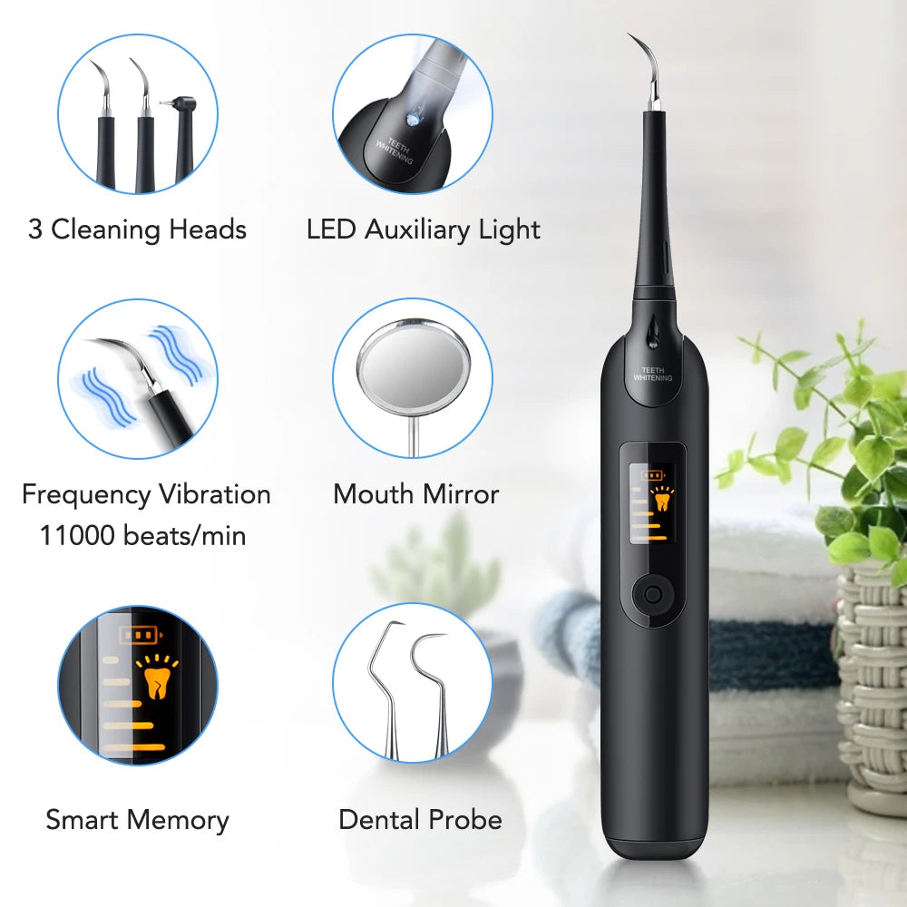 Portable Electric Sonic Dental Scaler Tooth Cleaner Calculus Stains Tartar Remover Dentist Teeth Whitening Oral Care Kit Tools