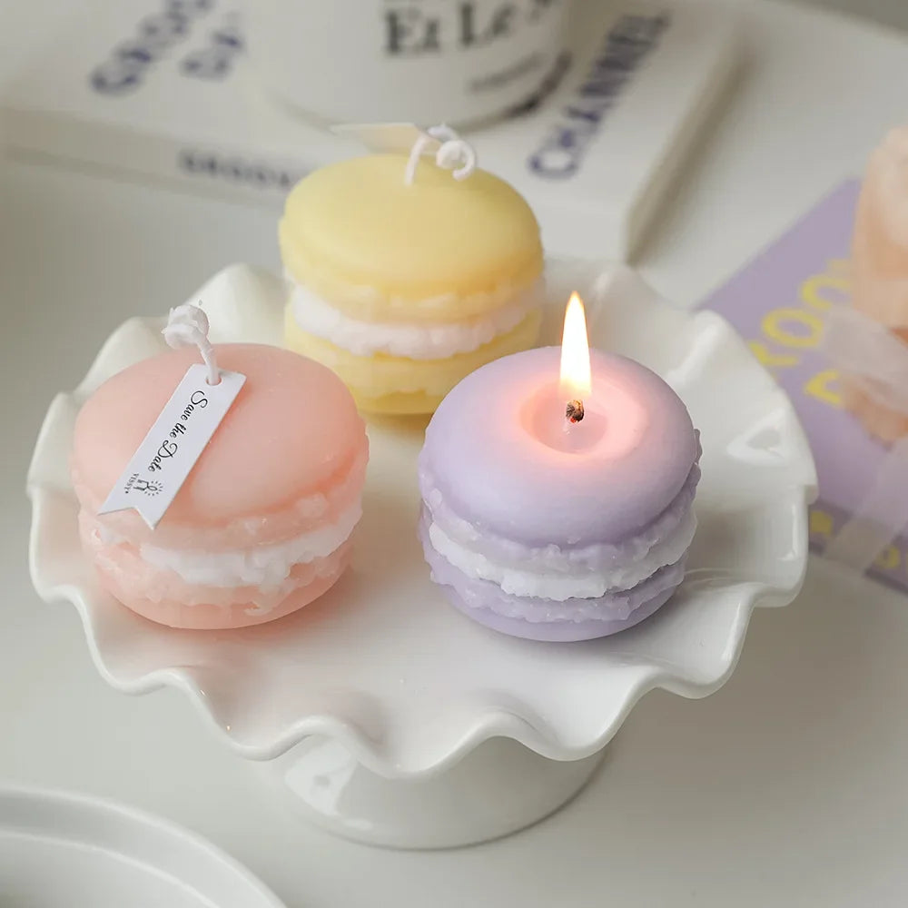 Scented Candles Macaron Shaped Aromatherapy Handmade Soy Candle Long Lasting Scent for Home Decor Air Freshener Birthday Gifts