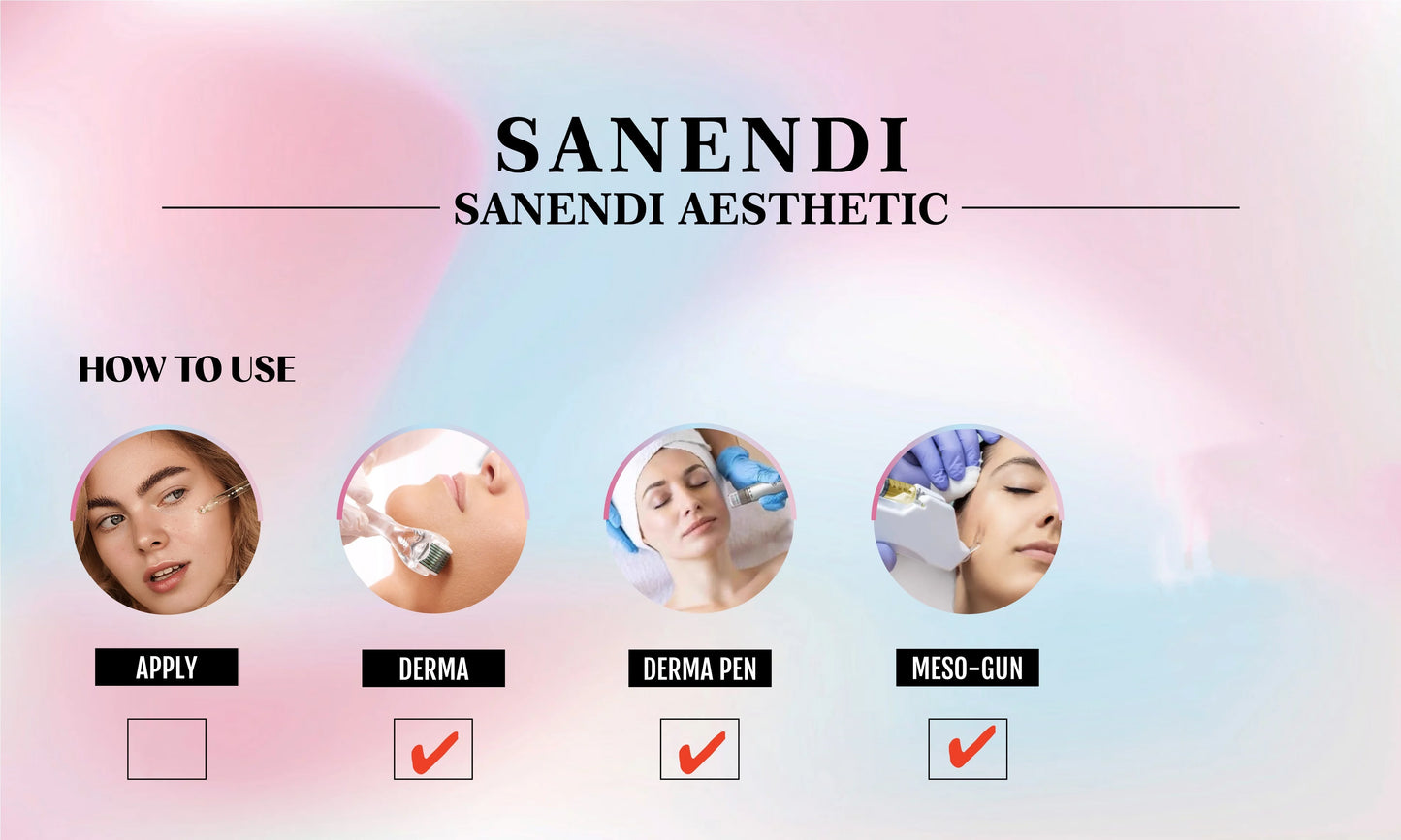 Sanendi New 2025 Pink Glow Home Care PDRN Pink Peptide Dr.Pen Serum for Facial Skin Boosting Brightening Fine Line 10vials*5ml