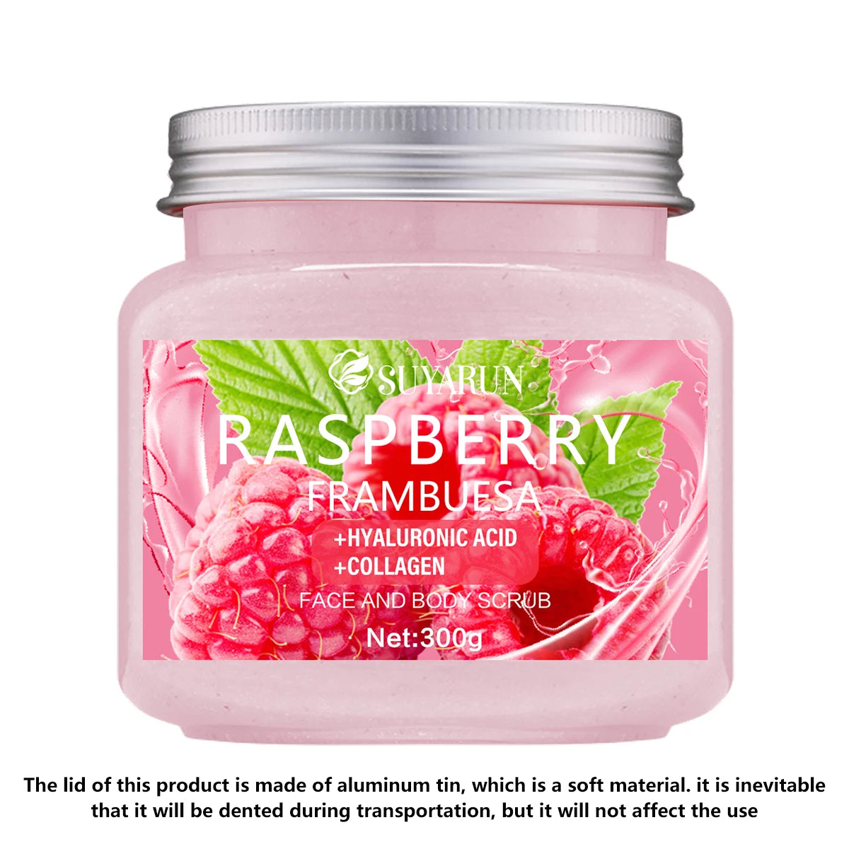SUYARUN Natural Exfoliating Body Scrub - Raspberry/Aloe/Coconut, Moisturizing Dead Skin Removal, 3 Flavor for Smooth Skin.