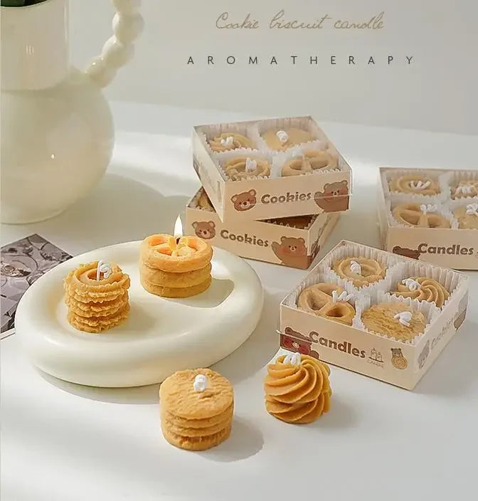 Four Cookies Aromatherapy Candles Wholesale Aromatherapy Gift Box with Gift Creative Candle Ins Style Gift Modeling Wax