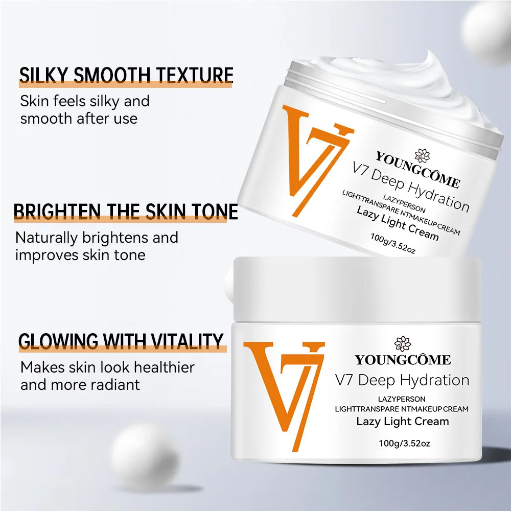 Face Cream V7 Deep Hydration Waterlight Instant Whitening Moisturizing Cream Vitamin H Nourish Brighten Skin Tone Fade Blemishes