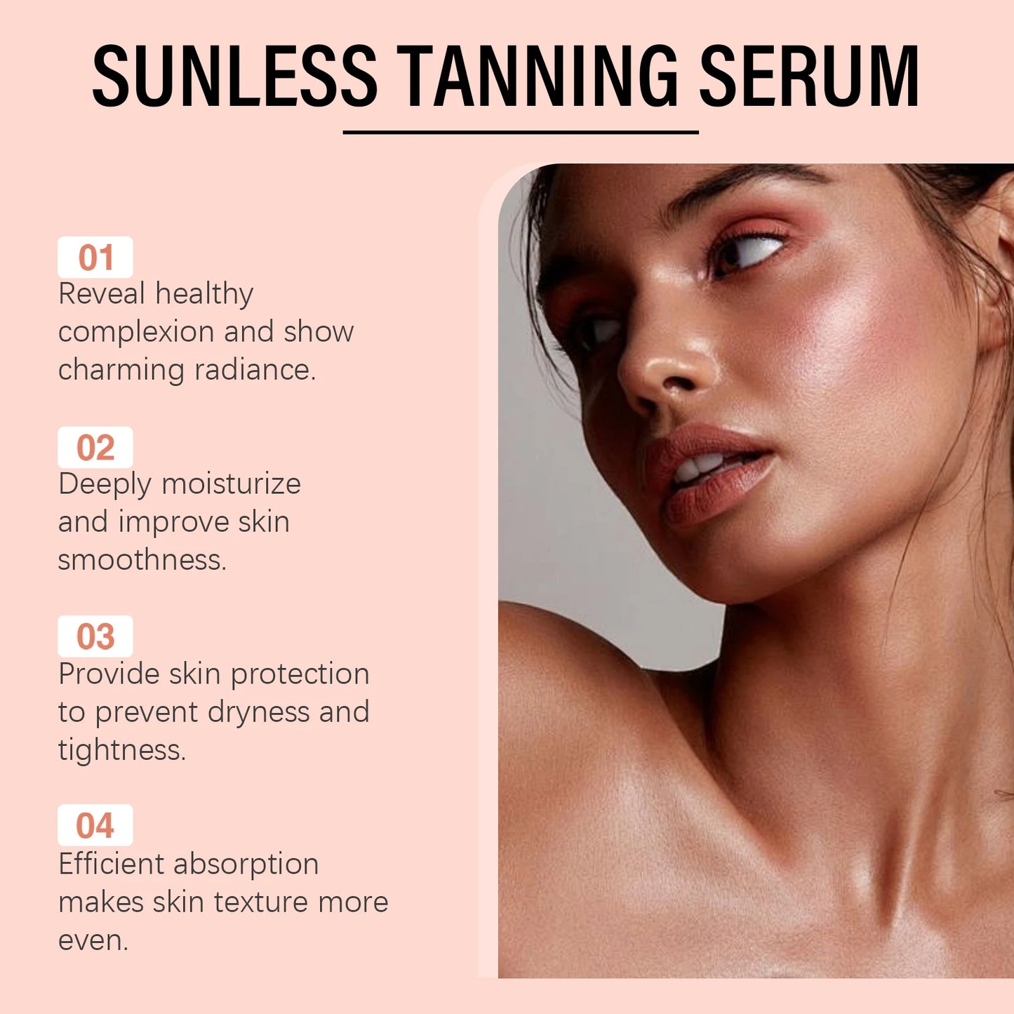 Self Tanner Water Serum for Face Body Skin Natural Sunless Outdoor Accelerator Prevent Dryness Natural Tanning Boosting Essence