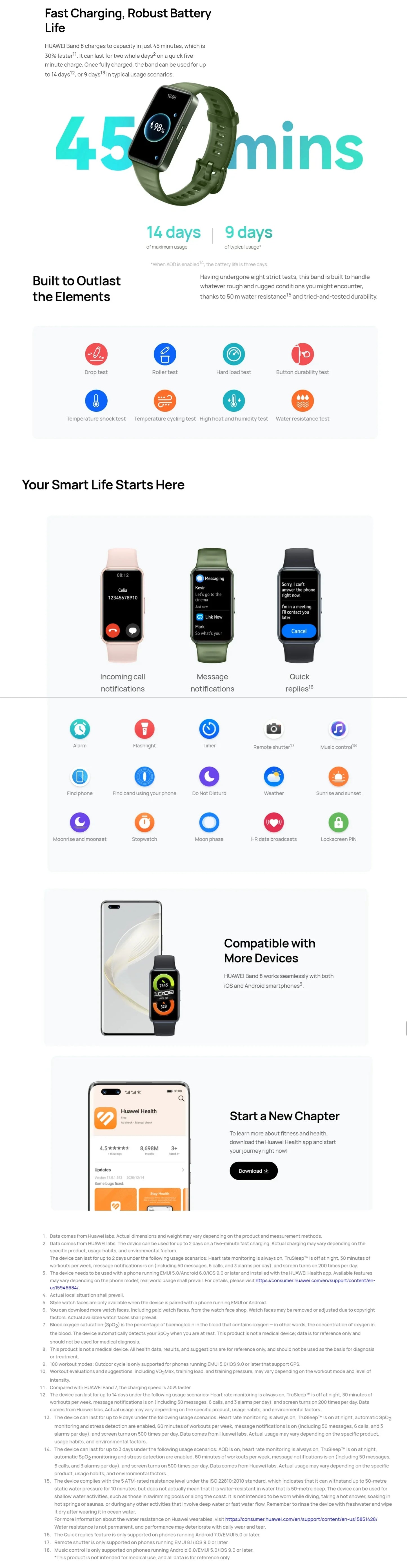 Original Huawei Band 8 Smart Blood Oxygen Heart Rate Sleep Sports Health Monitoring Payment NFC Watch.